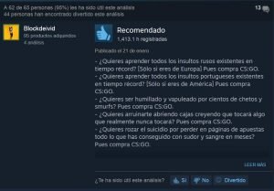 Counter Strike valoración steam graciosa