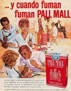 Publicidad Cigarrillos Pall Mall retro