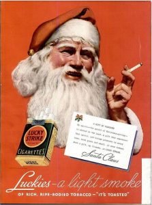anuncio antiguo lucky strike papá noel